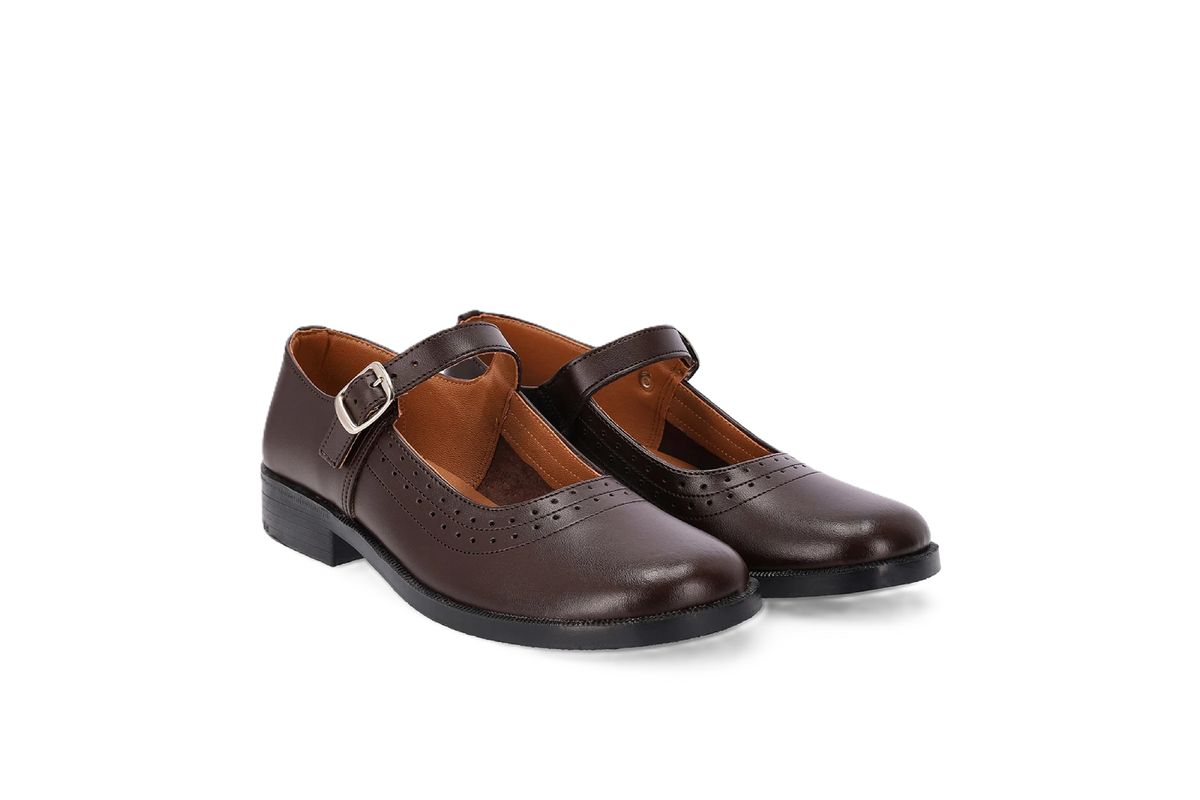 Toughees Pearl Barover School Shoes - Brown