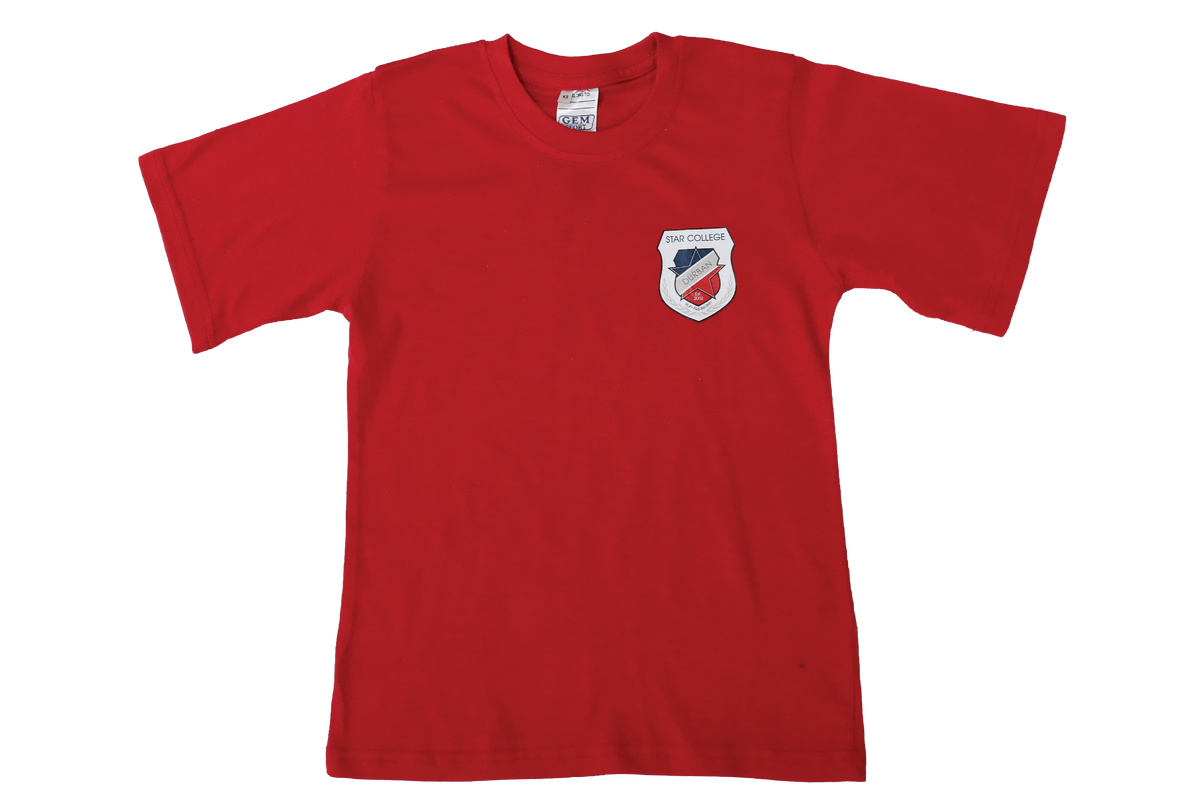 T-Shirt Plain - Red Printed - Star College