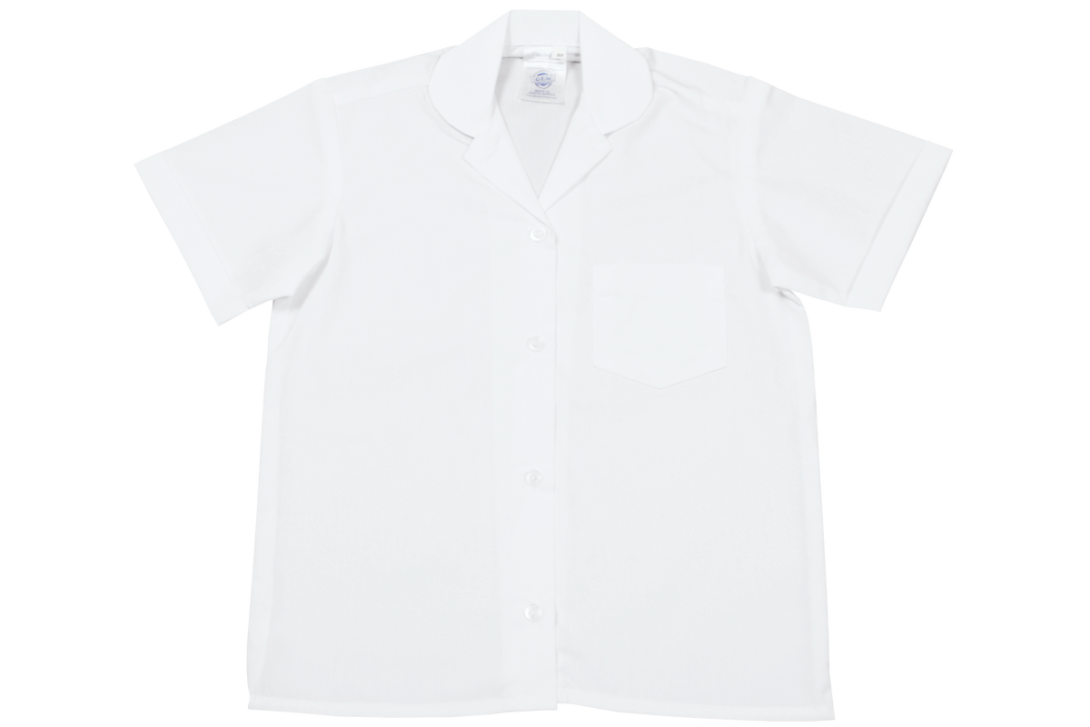 Shortsleeve Peter Pan Collar Blouse - White