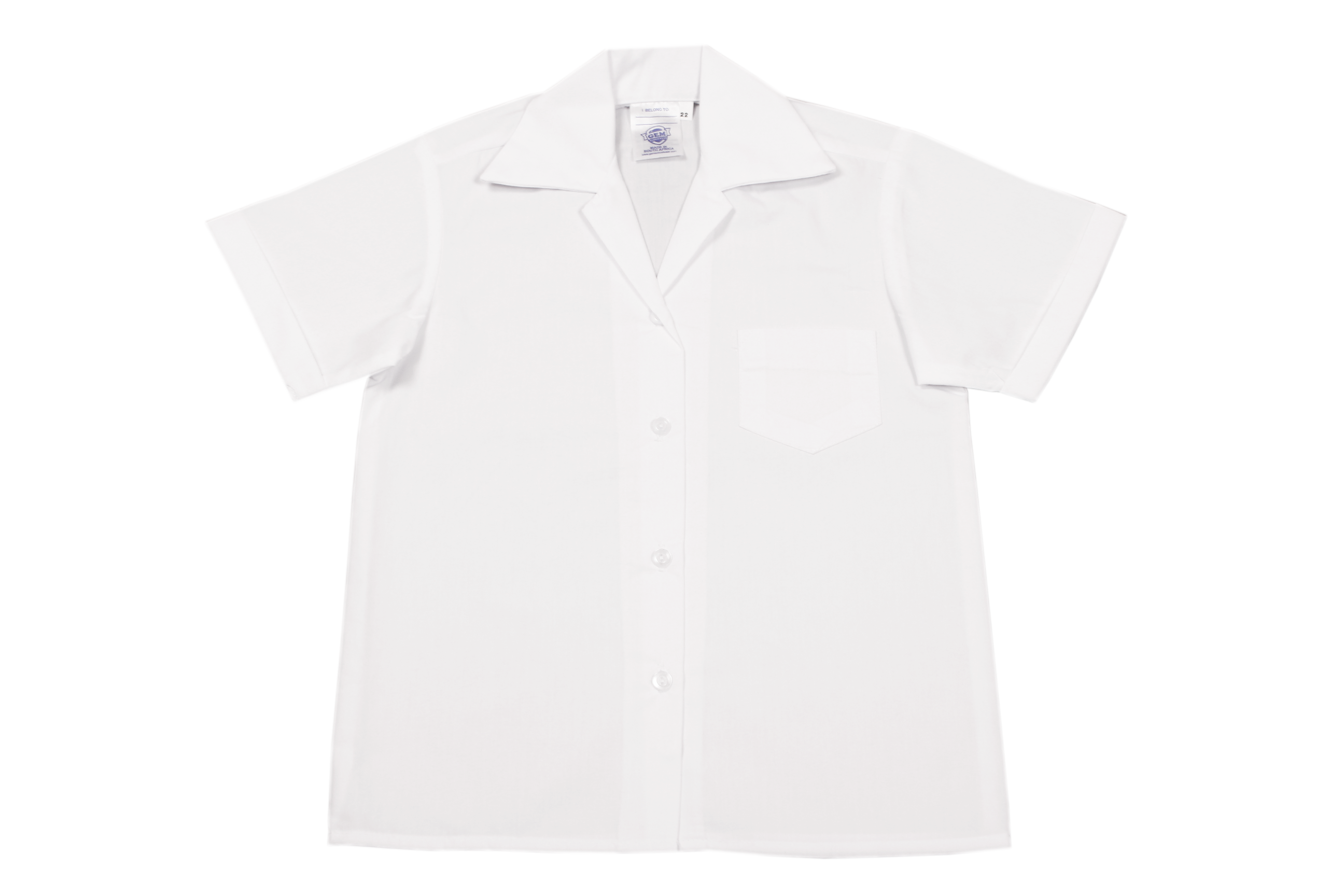 Shortsleeve Gladneck Blouse - White (No top button)
