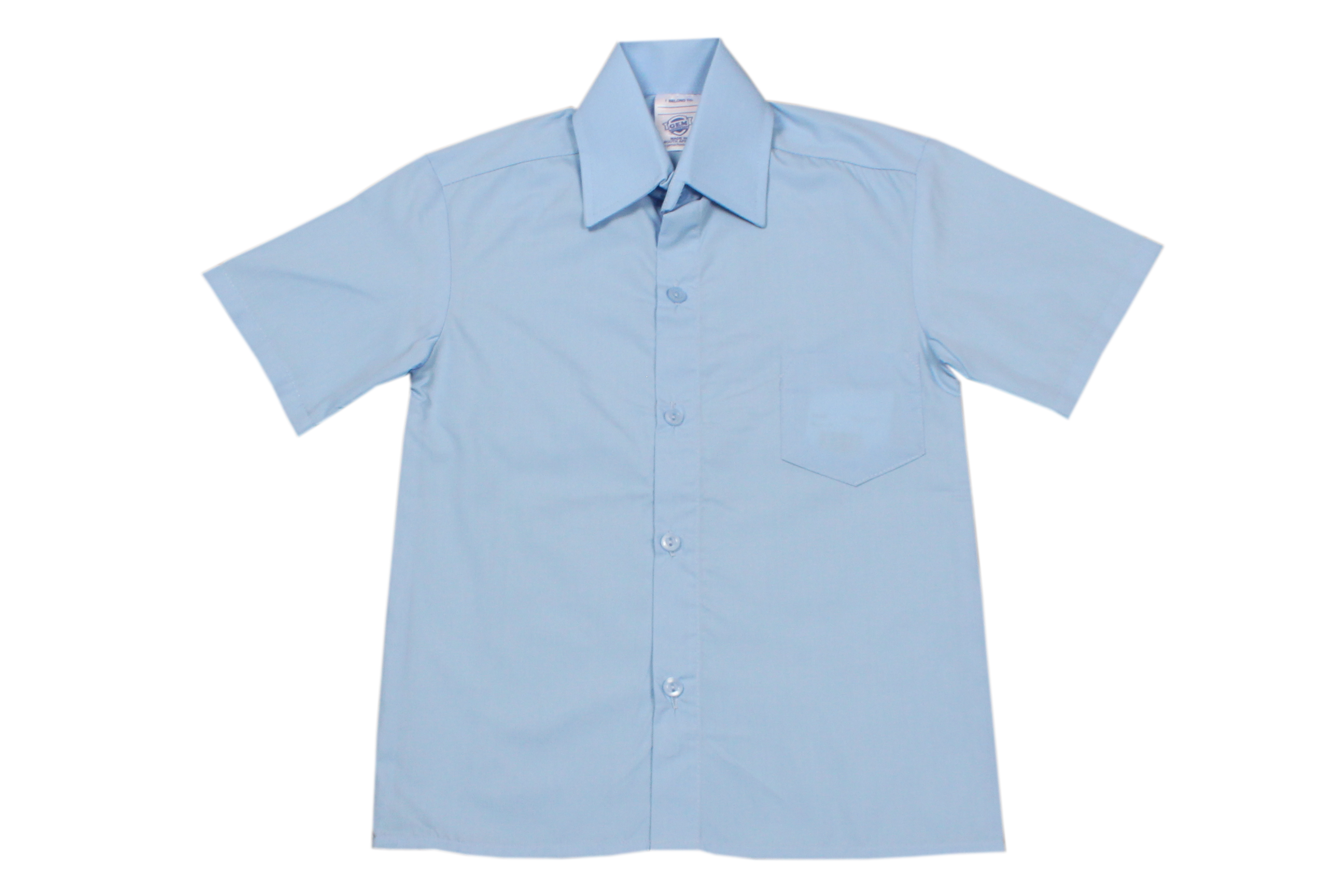 Shortsleeve Raised Collar Shirt - Blue