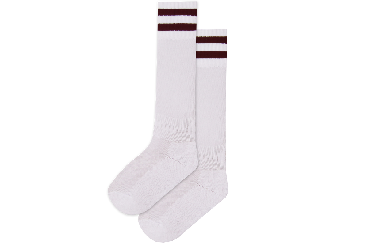 Rugby Socks Nylon - Rosehill White/Maroon